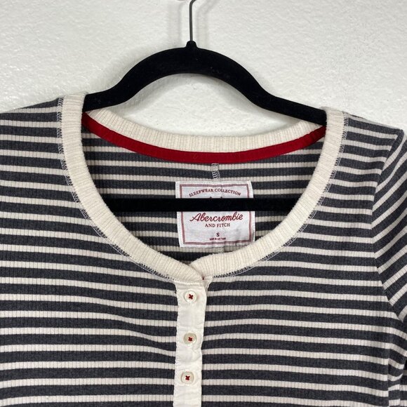 Abercrombie Fitch Sleepwear Collection Pajama Set Henley Ribbed Striped Size S - Picture 3 of 16